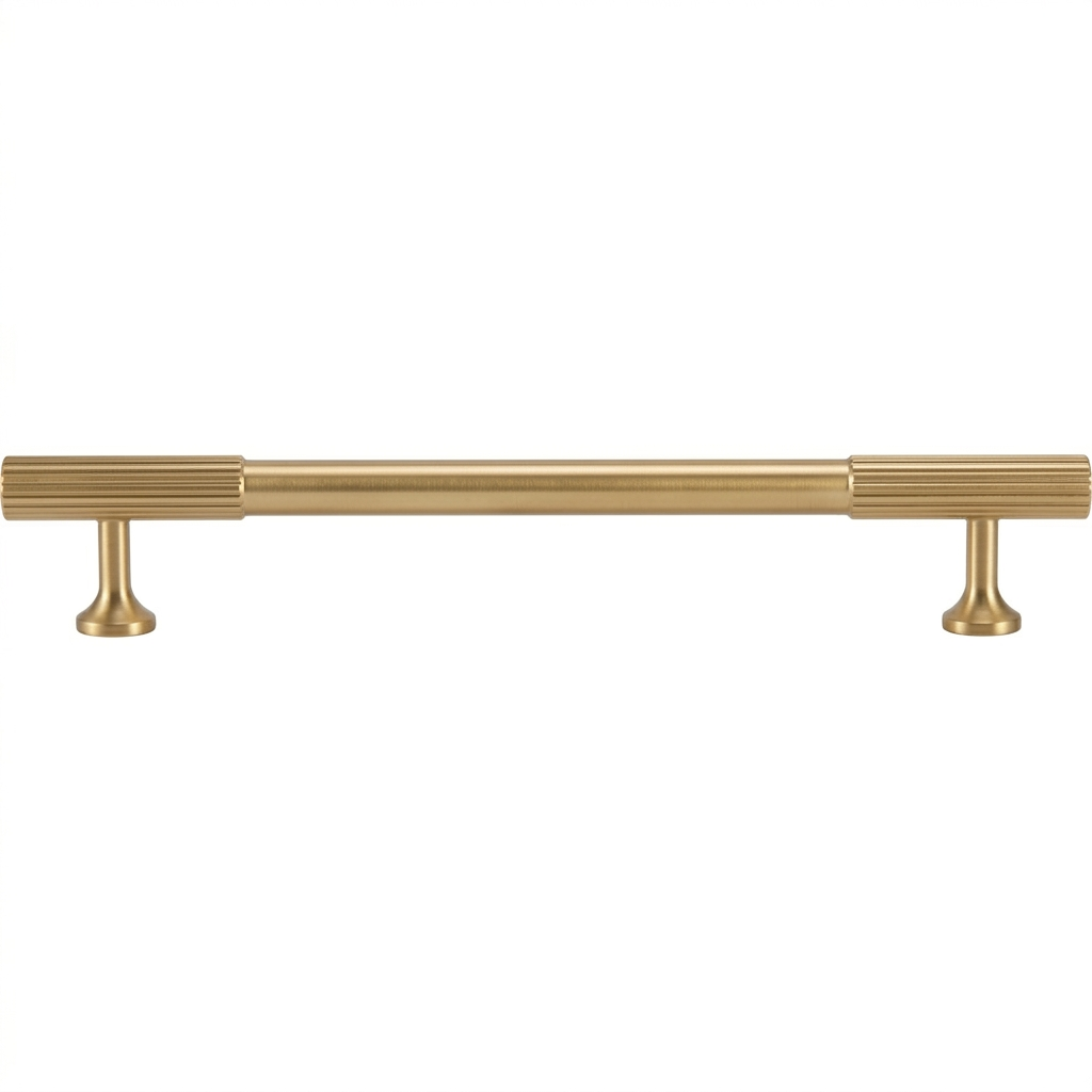 Acre & Clutton Oakridge Linear Solid Brass Cabinet Handle, 160mm Center-to-Center, 200mm Overall, Satin Brass
