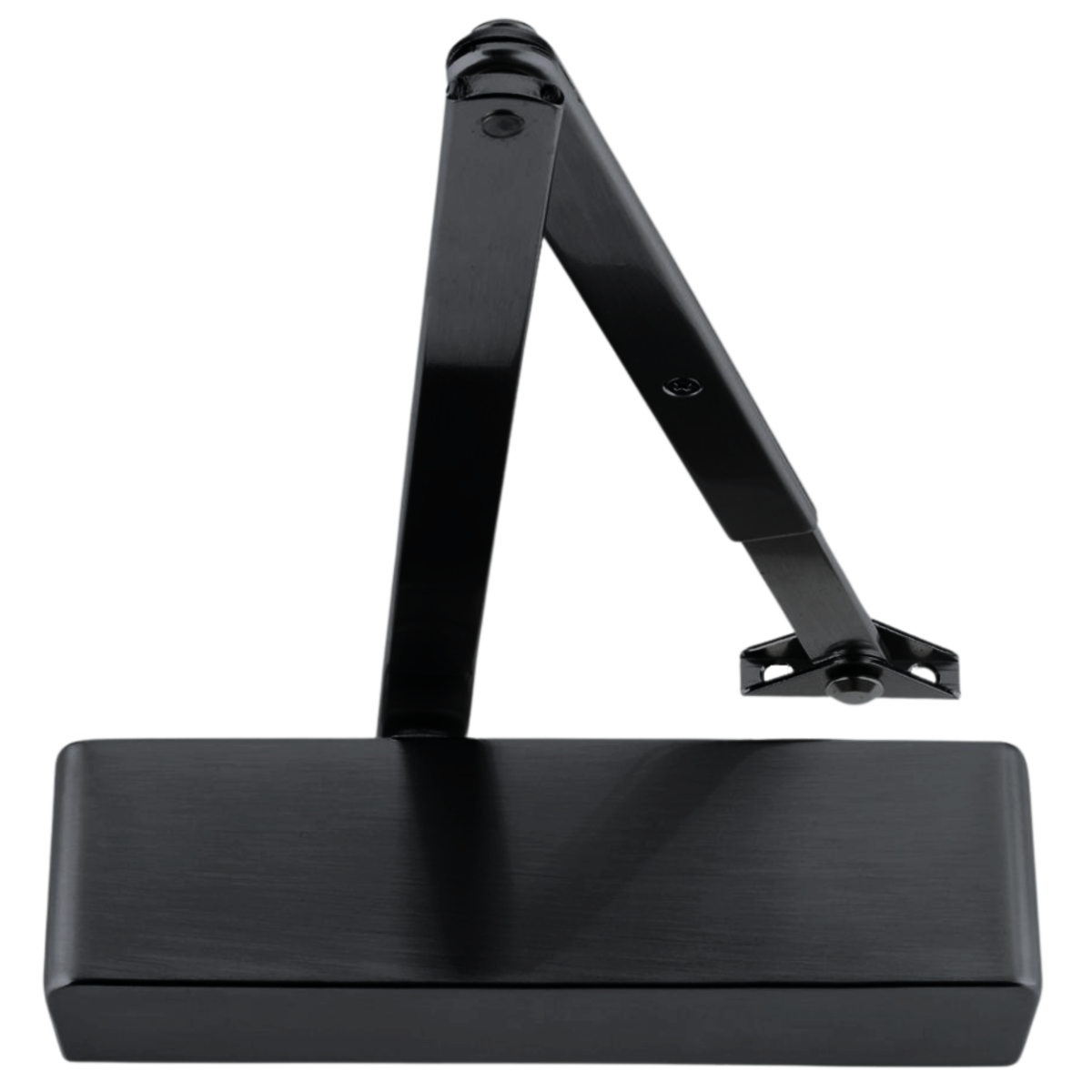 IRONZONE Overhead Door Closer Power Adjustable Size 2-4 | C/W Back Check & Delayed Action | Flat Arm and Body | Fire Rated | Semi Radius Cover - Black