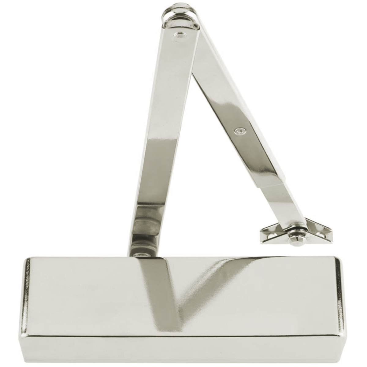 IRONZONE Overhead Door Closer Power Adjustable Size 2-4 | C/W Back Check & Delayed Action | Flat Arm and Body | Fire Rated | Semi Radius Cover - Polished Nickel