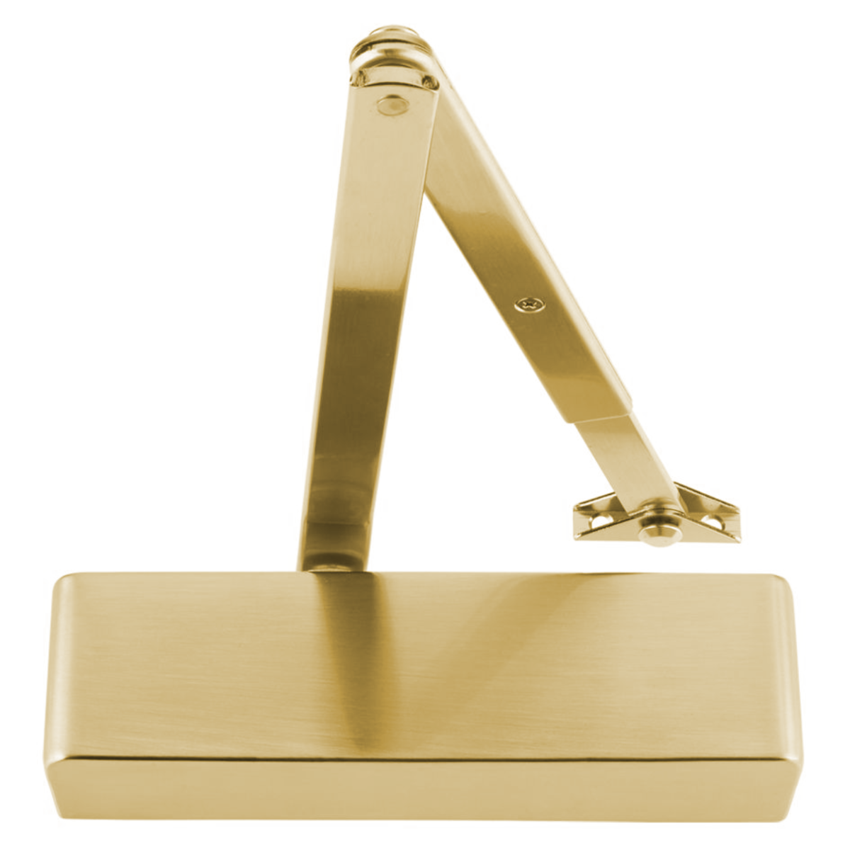 IRONZONE Overhead Door Closer Power Adjustable Size 2-4 | C/W Back Check & Delayed Action | Flat Arm and Body | Fire Rated | Semi Radius Cover - Satin Brass
