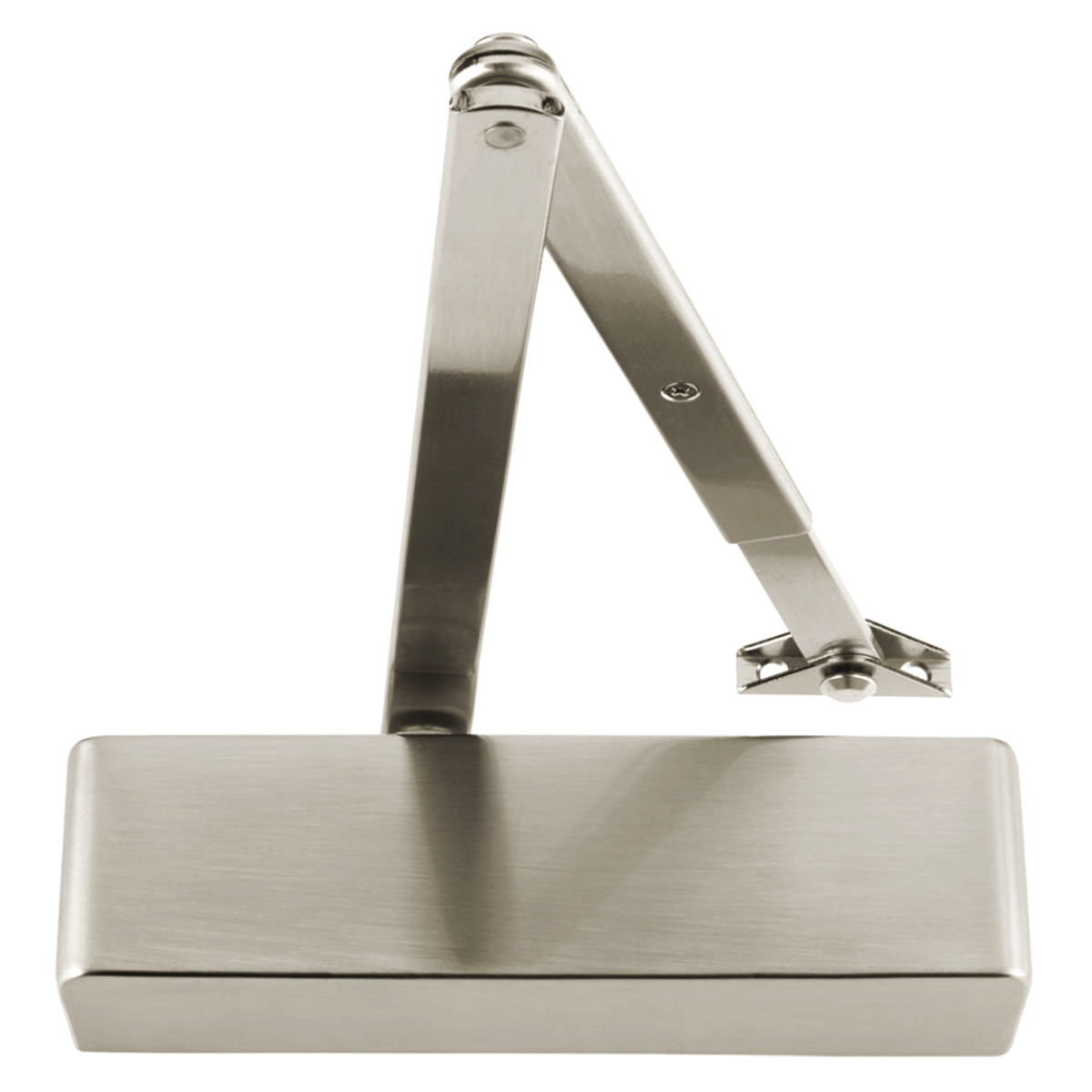 IRONZONE Overhead Door Closer Power Adjustable Size 2-4 | C/W Back Check & Delayed Action | Flat Arm and Body | Fire Rated | Semi Radius Cover - Satin Nickel