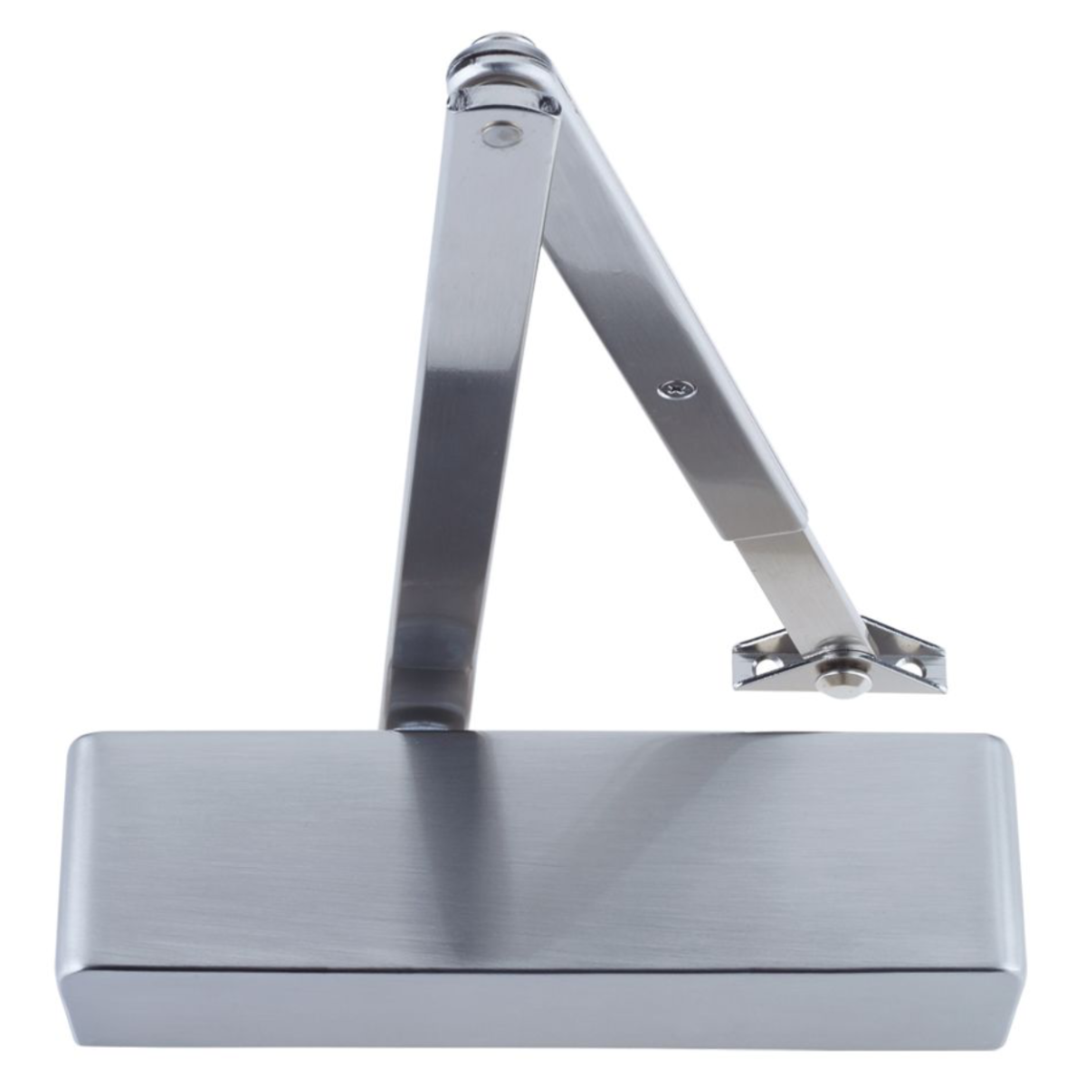 IRONZONE Overhead Door Closer Power Adjustable Size 2-4 | C/W Back Check & Delayed Action | Flat Arm and Body | Fire Rated | Semi Radius Cover - Satin Stainless Steel