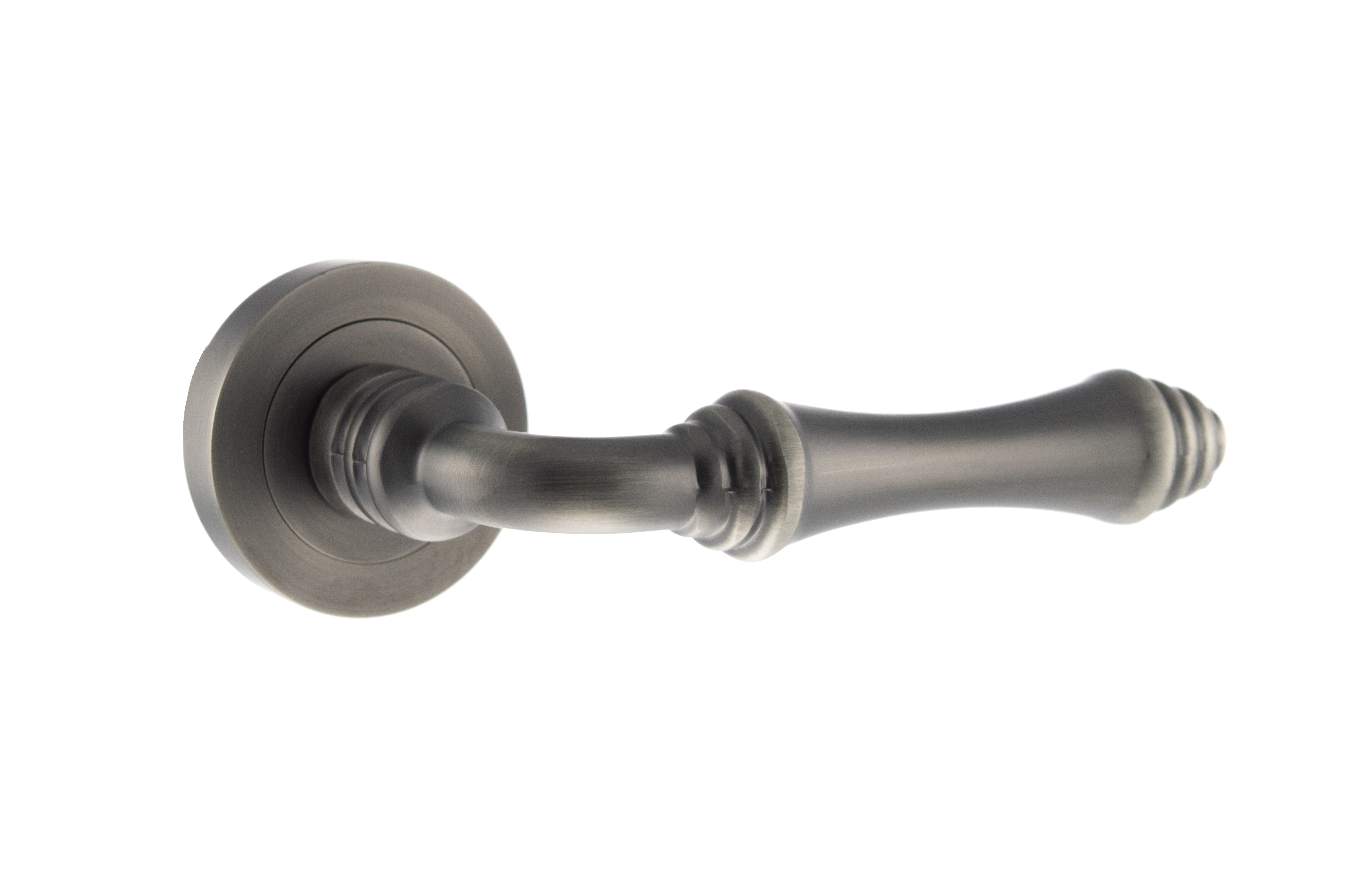 Old English Durham Lever on Round Rose - Matt Gun Metal OE127MBN