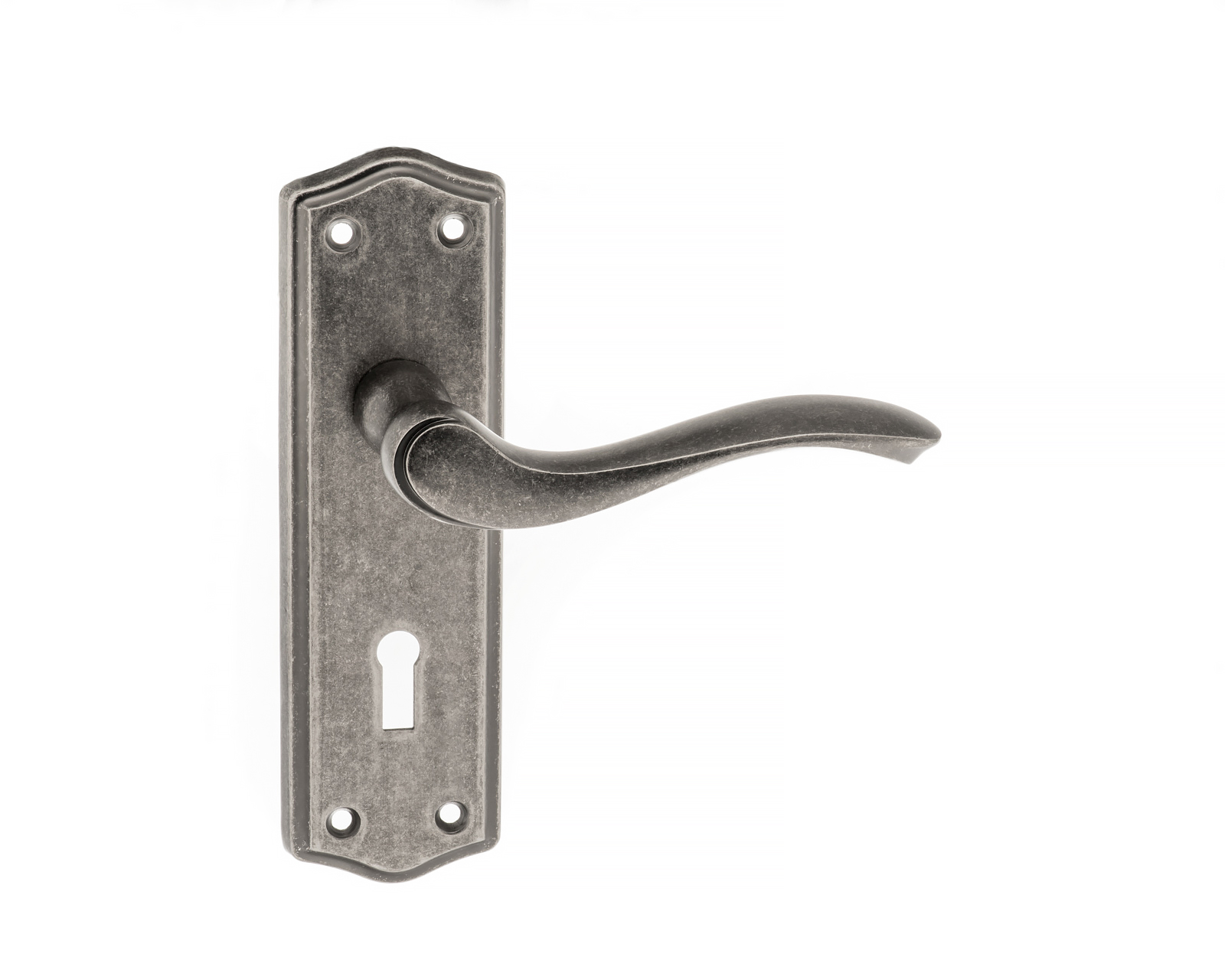 Old English Warwick Key Lever on Backplate - Distressed Silver OE178KDS