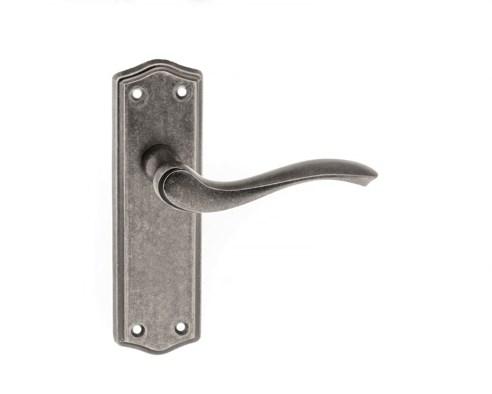 Old English Warwick Latch Lever on Backplate - Distressed Silver OE178LDS