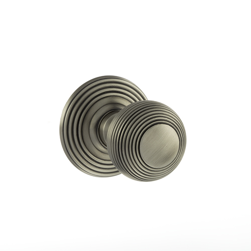 Old English Ripon Solid Brass Reeded Mortice Knob on Concealed Fix Rose - Matt Gun Metal OE50RMKMBN