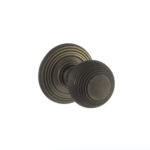 Old English Ripon Solid Brass Reeded Mortice Knob on Concealed Fix Rose - Urban Bronze OE50RMKUB