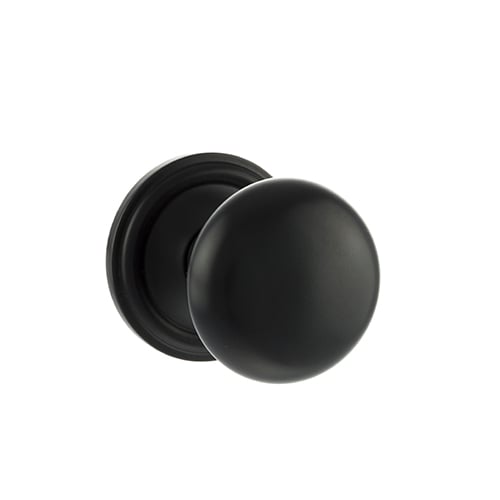 Old English Harrogate Solid Brass Mushroom Mortice Knob on Concealed Fix Rose - Matt Black OE58MMKMB