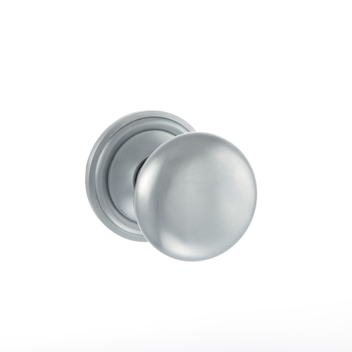 Old English Harrogate Solid Brass Mushroom Mortice Knob on Concealed Fix Rose - Satin Chrome OE58MMKSC
