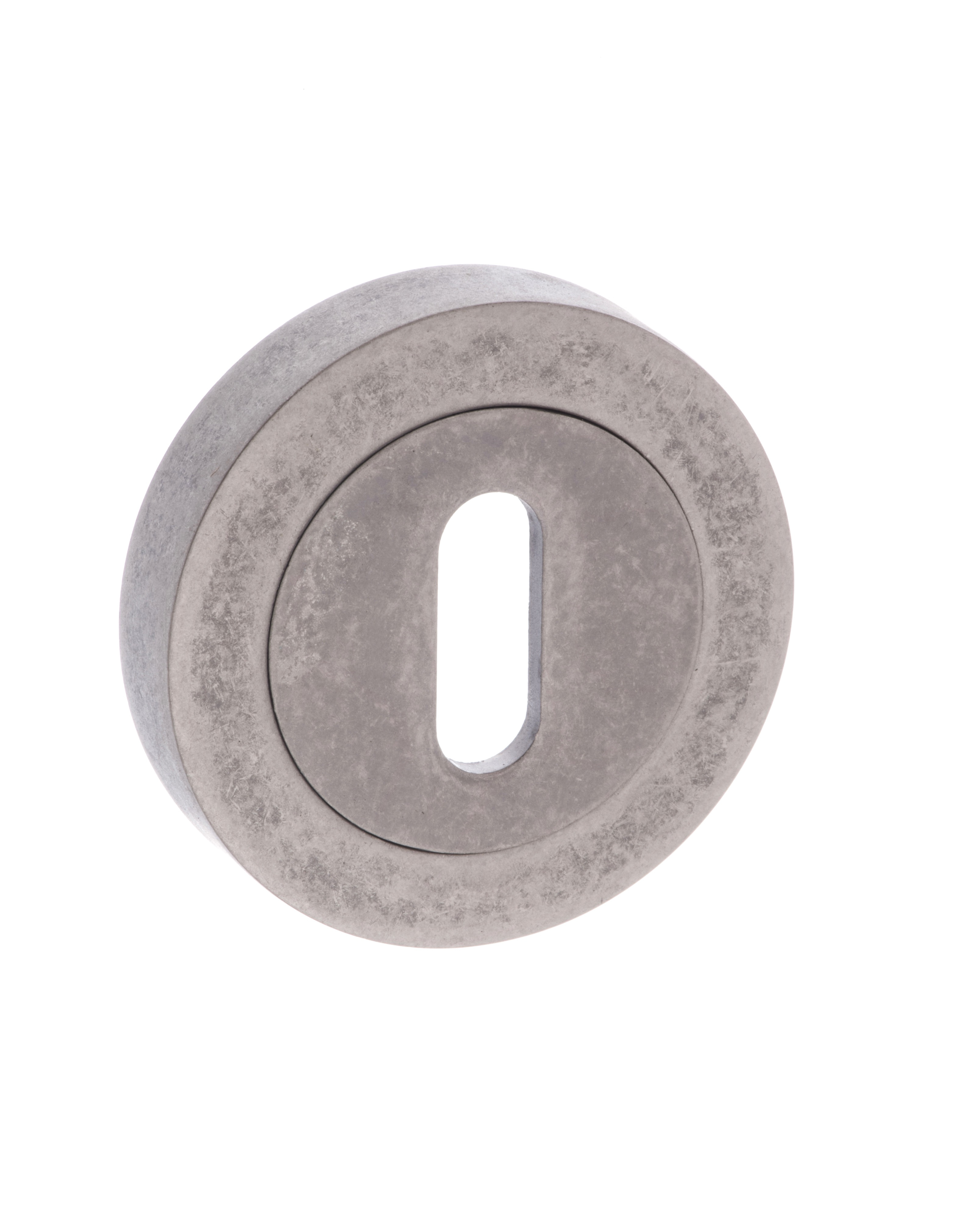 Old English Key Escutcheon - Distressed Silver OEESCKDS