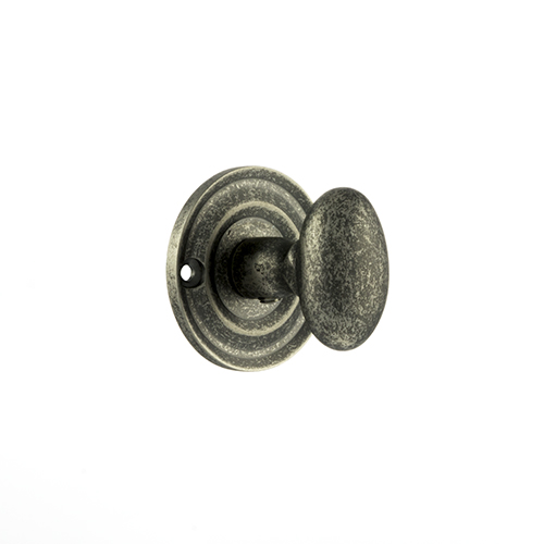 Old English Solid Brass Oval WC Turn and Release - Distressed Silver OEOWCDS