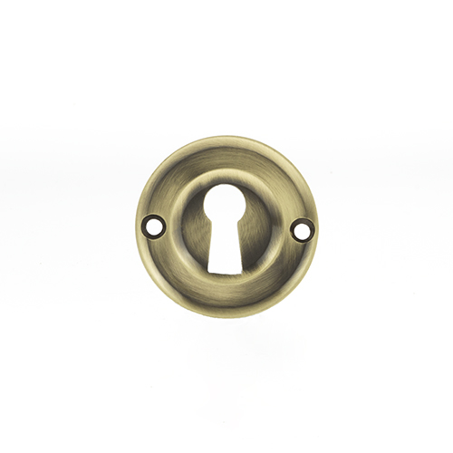 Old English Solid Brass Open Key Hole Escutcheon - Antique Brass OERKEAB