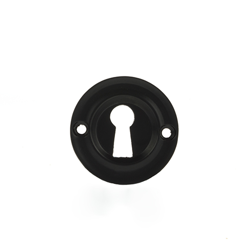 Old English Solid Brass Open Key Hole Escutcheon - Matt Black OERKEMB