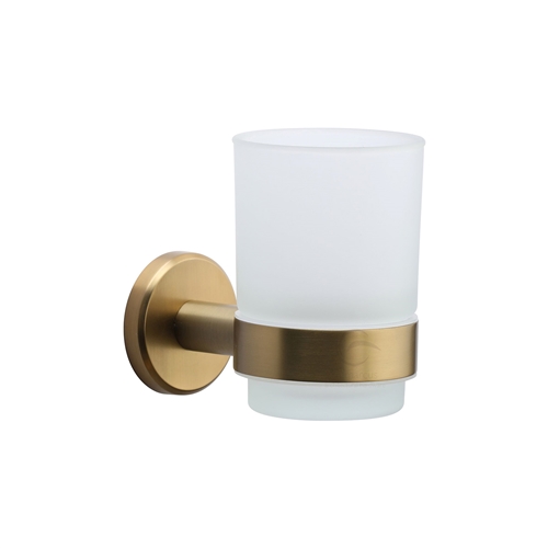 M.Marcus OXF-TUMBLER-SB Single tumbler holder with glass Satin Brass