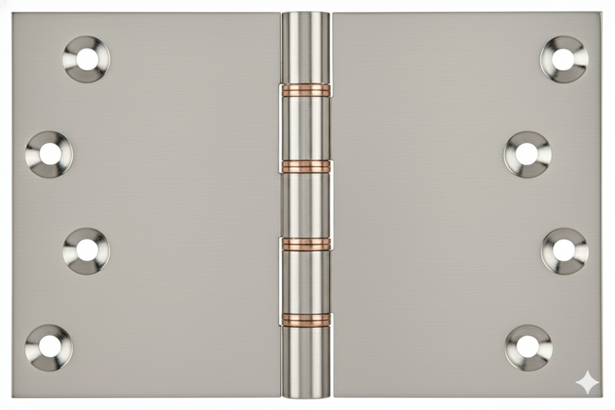 Simonswerk P1264 Double Phosphor Bronze Washered Brass Butt Hinge 101.6mm x 150mm c/w Screws Satin Chrome