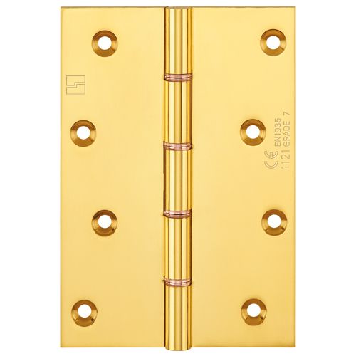 Simonswerk P1285CE Double Phosphor Bronze Washered Brass Butt Projection Hinge CE marked FD30 fire rated 152.4mm x 103mm c/w Screws Polished Brass