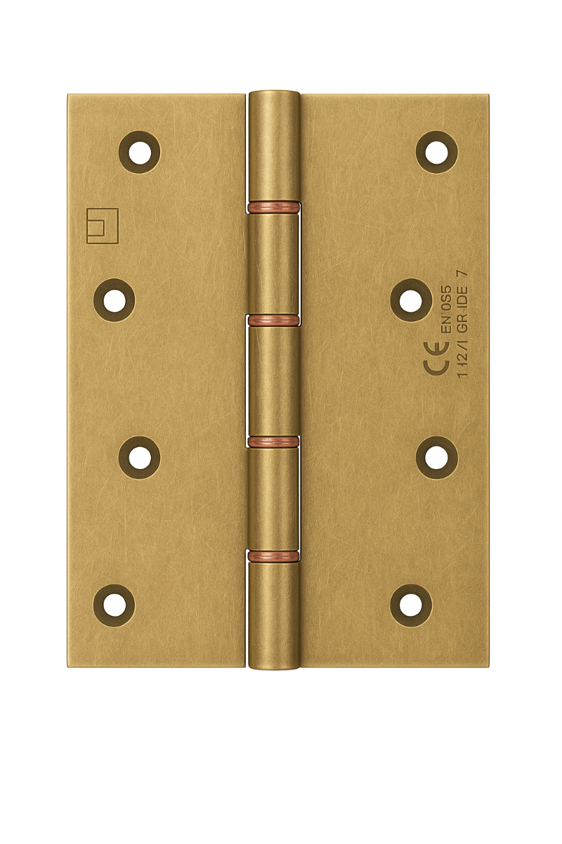 Simonswerk P1285CE Double Phosphor Bronze Washered Brass Butt Projection Hinge CE marked FD30 fire rated 152.4mm x 103mm c/w Screws Aged Brass