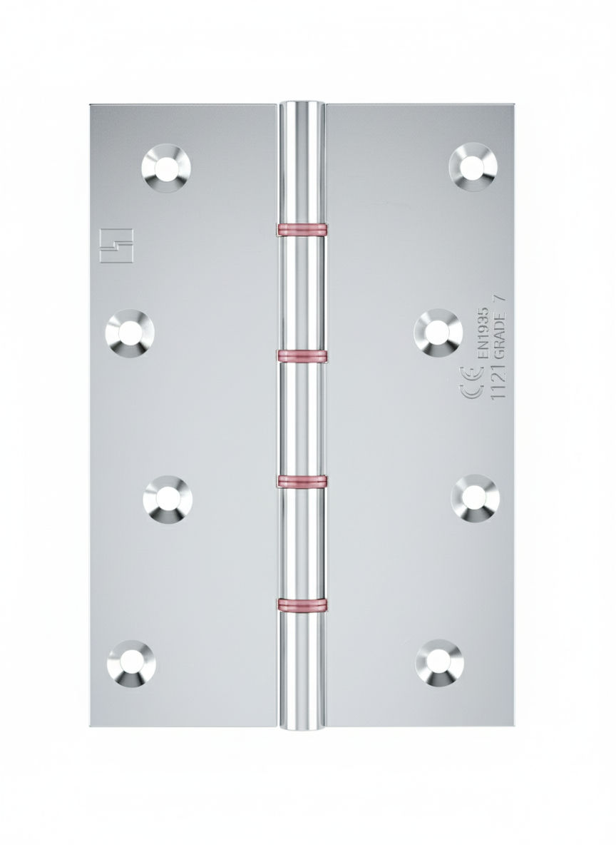Simonswerk P1285CE Double Phosphor Bronze Washered Brass Butt Projection Hinge CE marked FD30 fire rated 152.4mm x 103mm c/w Screws Polished Chrome