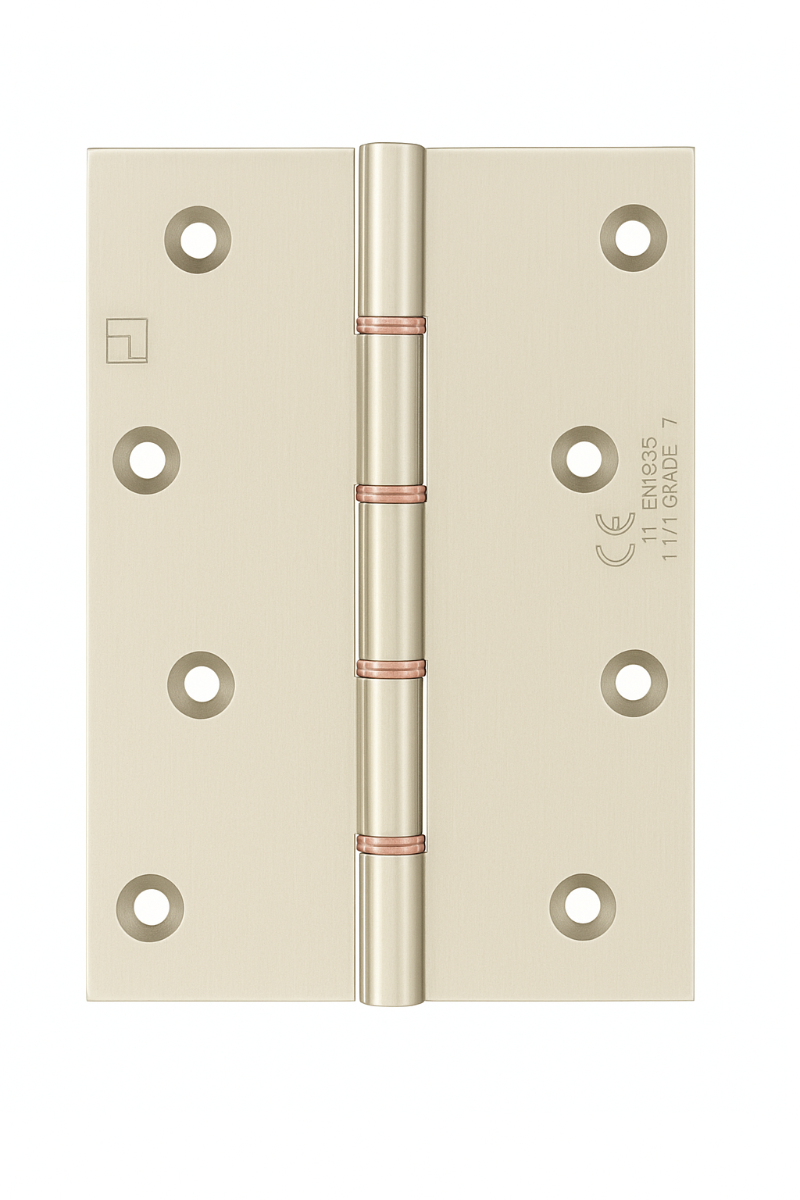 Simonswerk P1285CE Double Phosphor Bronze Washered Brass Butt Projection Hinge CE marked FD30 fire rated 152.4mm x 100mm c/w Screws Pearl Nickel