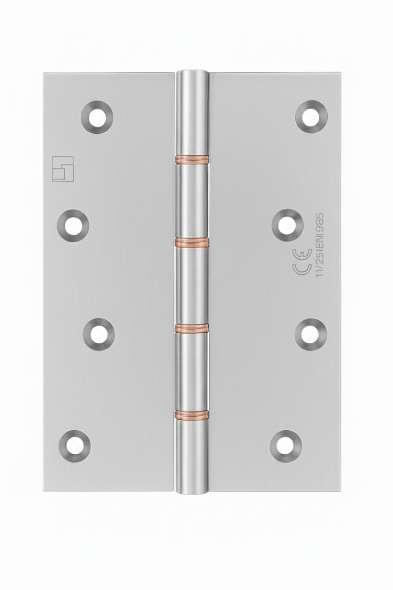 Simonswerk P1285CE Double Phosphor Bronze Washered Brass Butt Projection Hinge CE marked FD30 fire rated 152.4mm x 103mm c/w Screws Satin Chrome