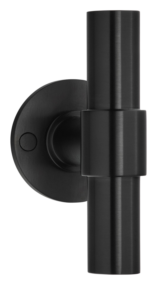 FORMANI ONE PBT20/50 solid double sprung door handle on rose PVD satin black