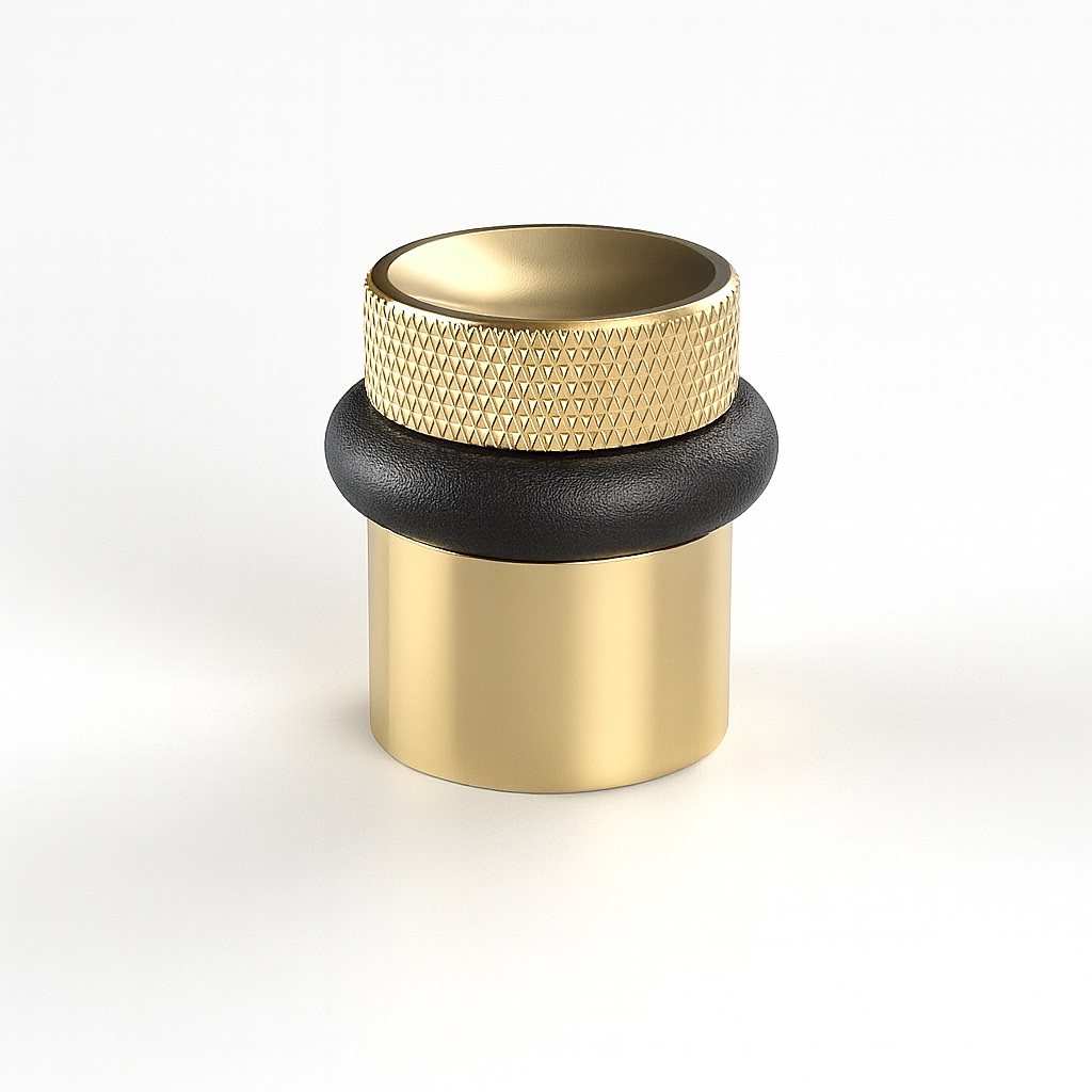Luxury designer Elite Diamond Knurled Floor Door Stops 39mm Hight Polished Brass Finish