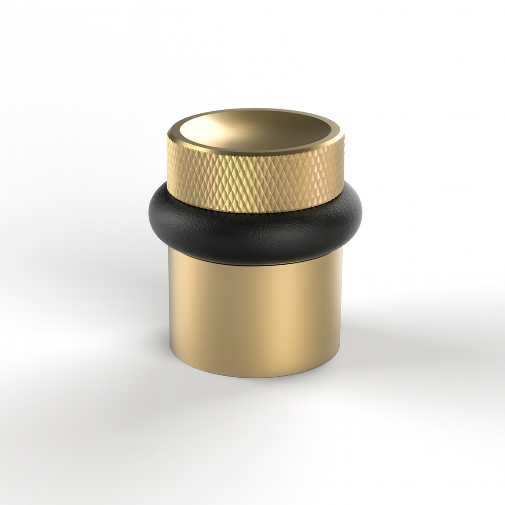 Luxury designer Elite Diamond Knurled Floor Door Stops 39mm Hight Satin Brass Finish