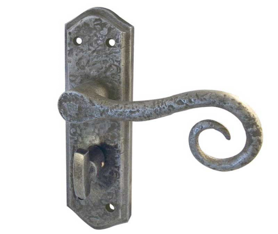 Frelan Royal Suite Door Handle on Bathroom Plate Pewter 170mm PEW400B