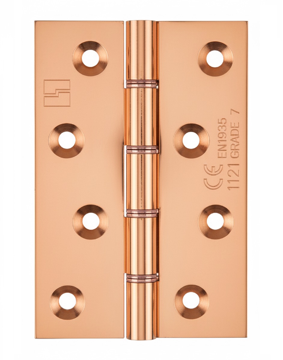 Simonswerk 1240CE Double Phosphor Bronze Washered Brass Butt Hinge CE marked FD30 fire rated 100mm x 65mm c/w Screws Copper Plated