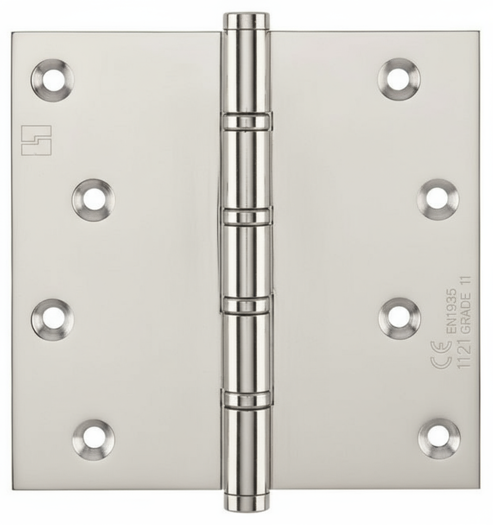 Simonswerk 1560CE Ball Race Brass Butt Projection Hinges CE marked FD30 fire rated 100mm x 100mm c/w Screws Polished Nickel