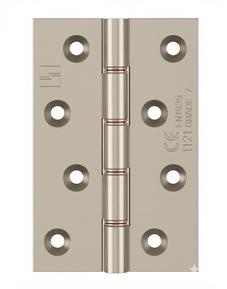 Simonswerk 1240CE Double Phosphor Bronze Washered Brass Butt Hinge CE marked FD30 fire rated 100mm x 65mm c/w Screws Pearl Nickel