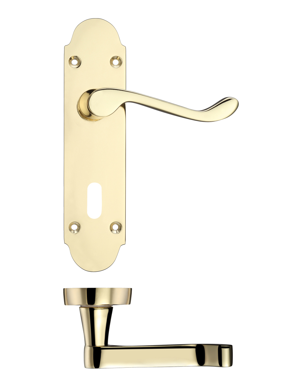 Zoo Hardware PR011EB Project Oxford Lever on Lock Backplate - 168mm x 42mm Electro Brass