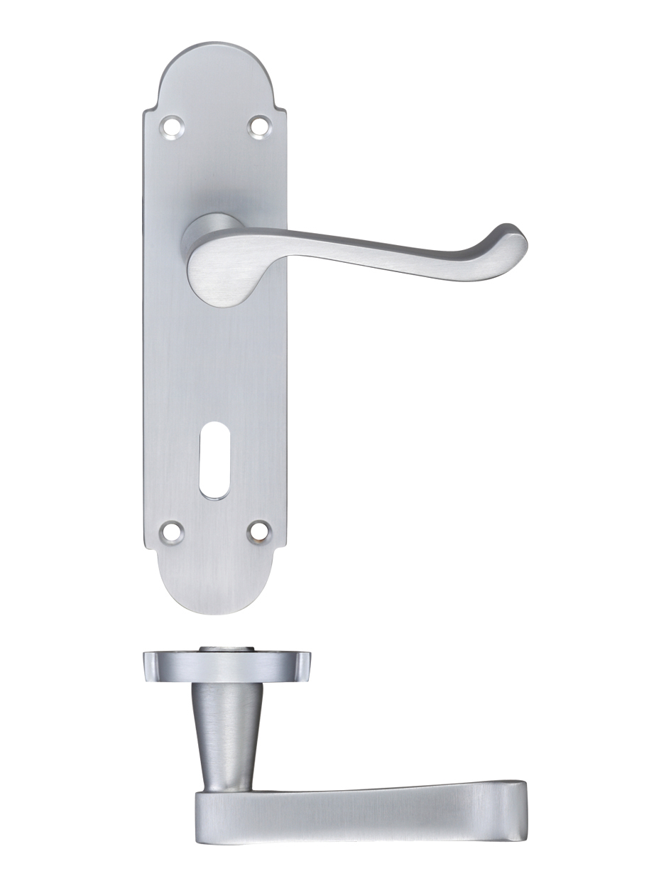 Zoo Hardware PR011SC Project Oxford Lever on Lock Backplate - 168mm x 42mm Satin Chrome