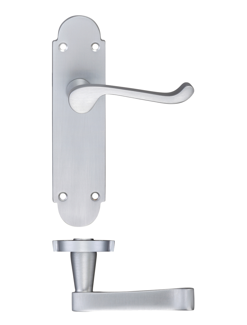 Zoo Hardware PR012SC Project Oxford Lever on Latch Backplate - 168mm x 42mm Satin Chrome