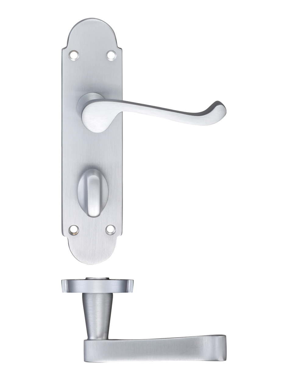 Zoo Hardware PR013SC Project Oxford Lever on Bathroom Backplate - 168mm x 42mm Satin Chrome