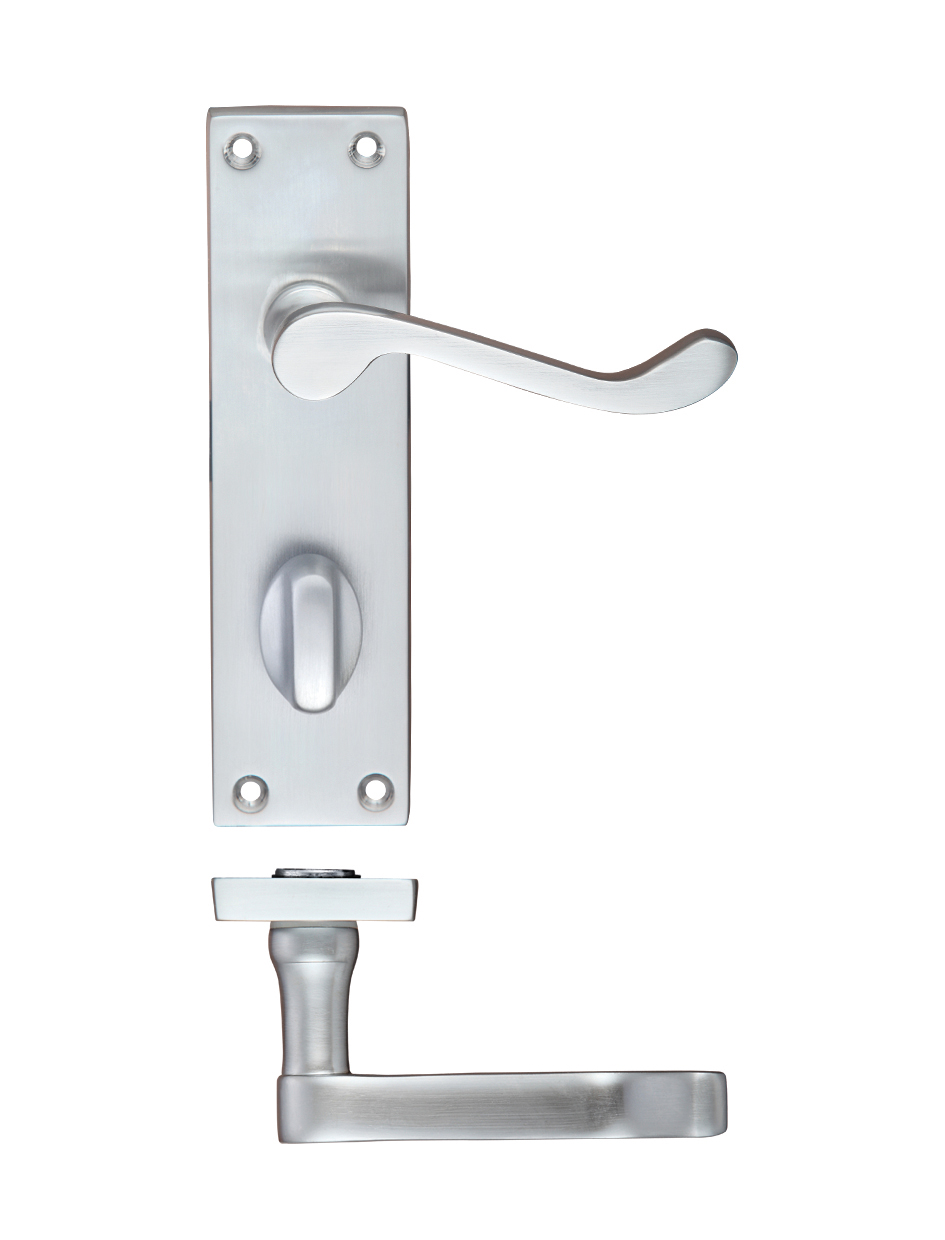 Zoo Hardware PR023SC Project Victorian Scroll Lever on Bathroom Backplate -150mm x 40mm Satin Chrome