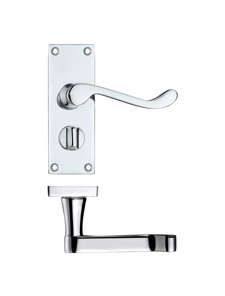Zoo Hardware PR024CP Project Victorian Scroll Lever on Privacy Backplate -114mm x 40mm Polished Chrome