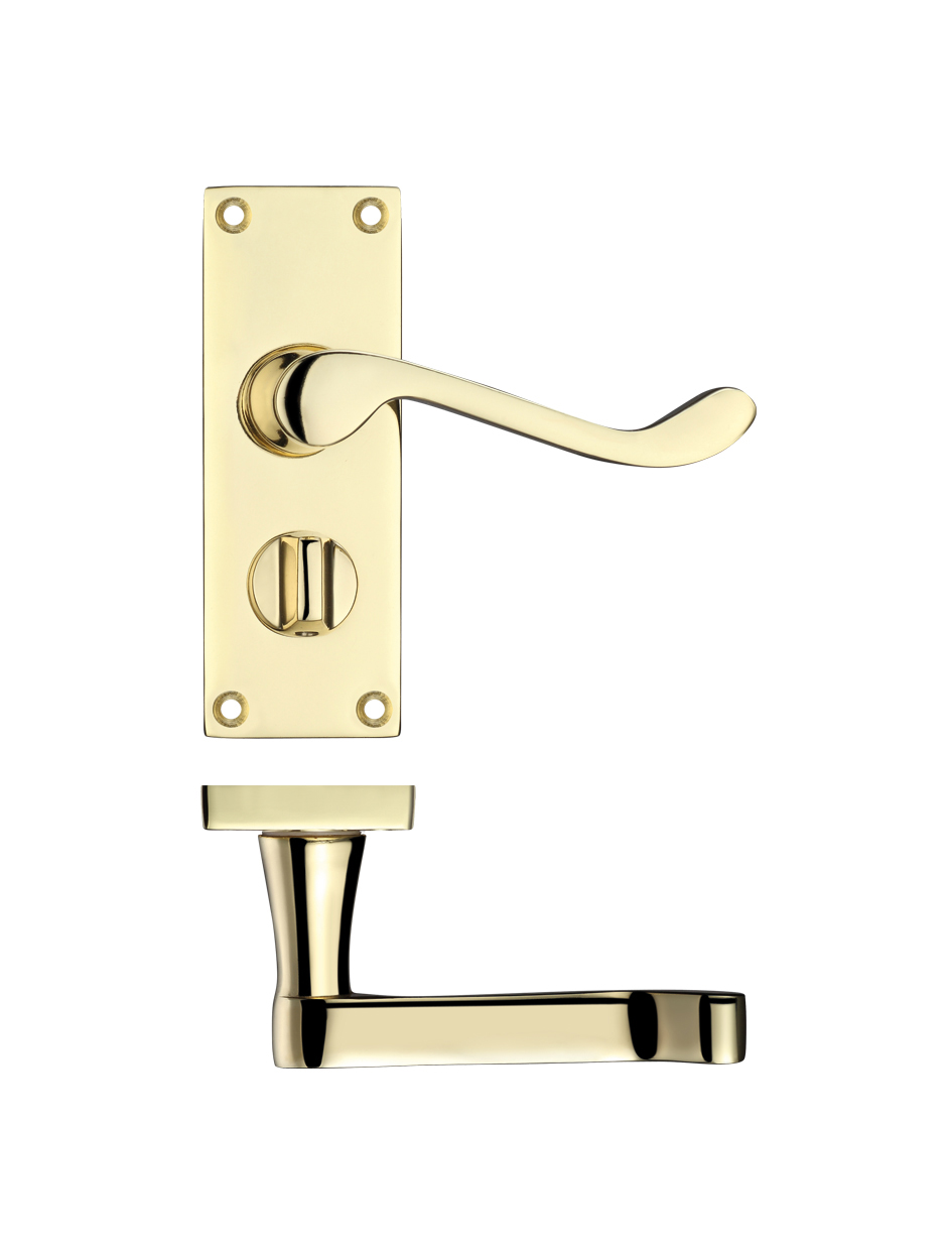 Zoo Hardware PR024EB Project Victorian Scroll Lever on Privacy Backplate -114mm x 40mm Electro Brass