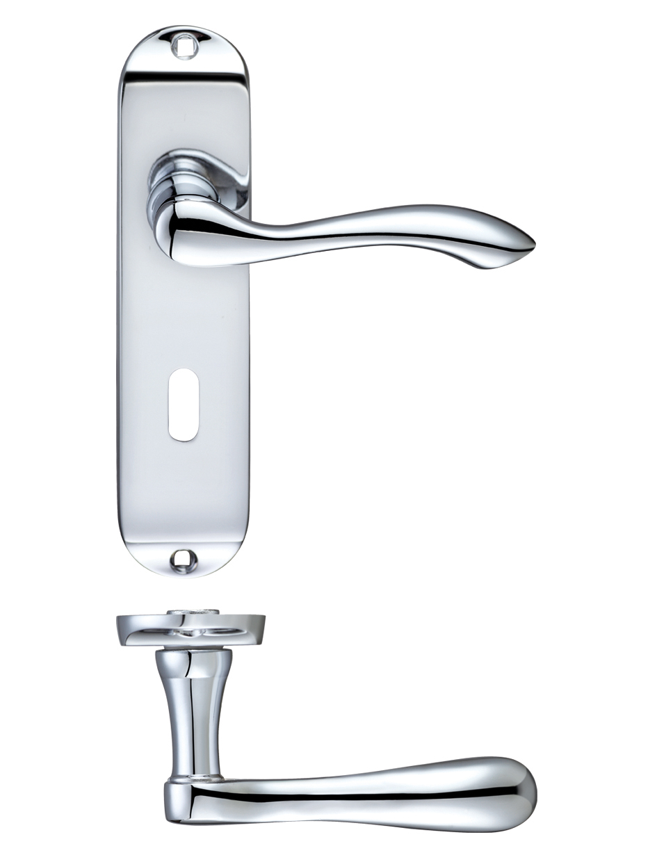 Zoo Hardware PR031CP Project Arundel Lever on Lock Backplate - 180mm x 40mm Polished Chrome