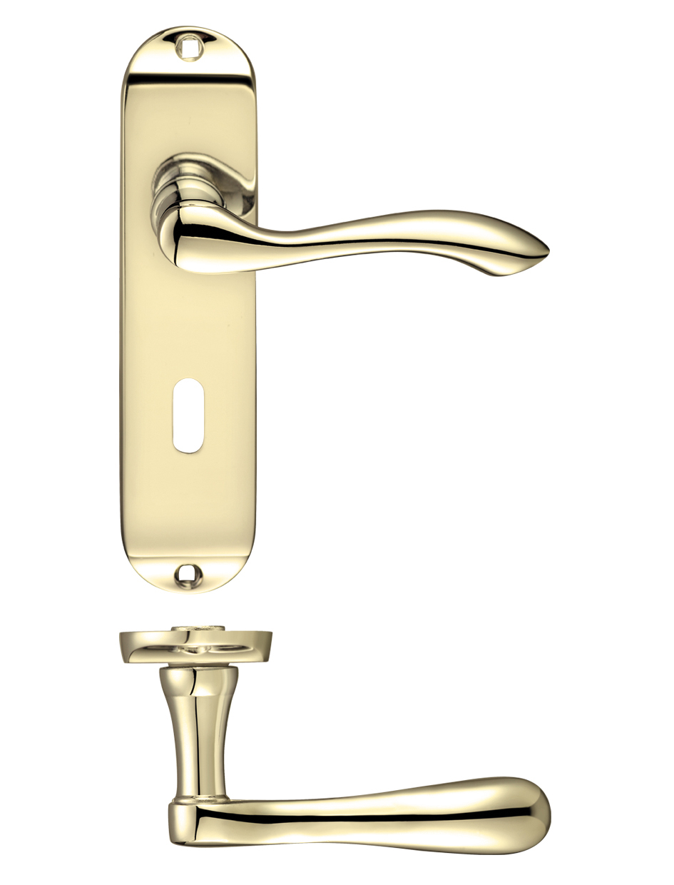 Zoo Hardware PR031EB Project Arundel Lever on Lock Backplate - 180mm x 40mm Electro Brass