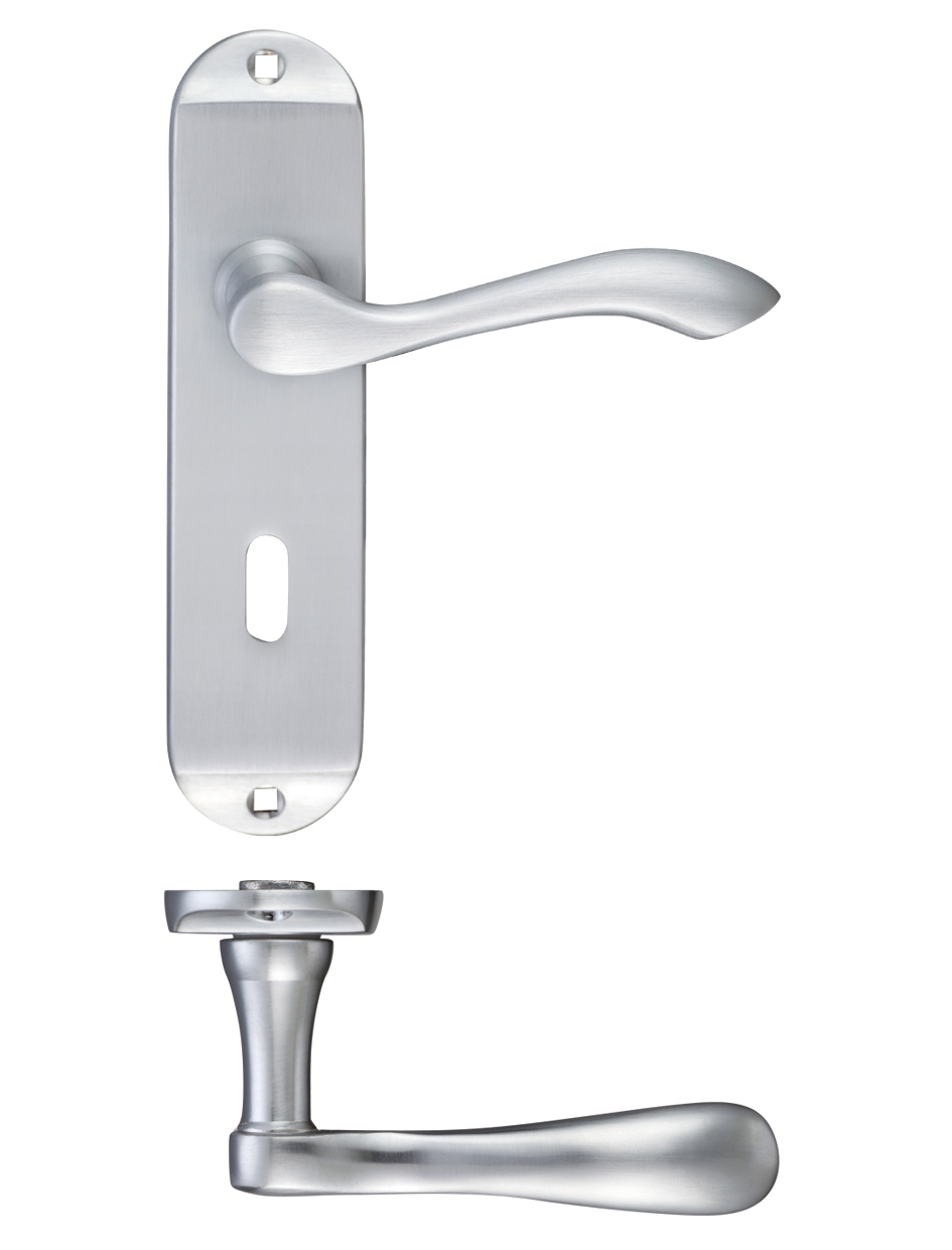 Zoo Hardware PR031SC Project Arundel Lever on Lock Backplate - 180mm x 40mm Satin Chrome