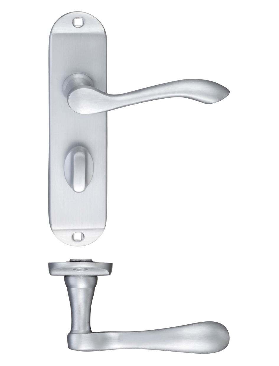 Zoo Hardware PR033SC Project Arundel Lever on Bathroom Backplate - 180mm x 40mm Satin Chrome