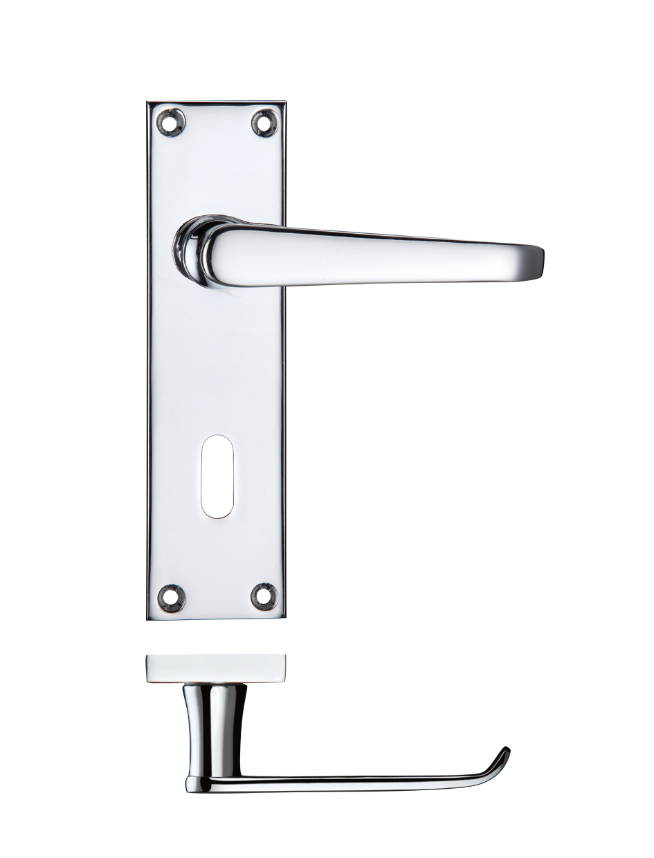 Zoo Hardware PR041CP Project Victorian Flat Lever on Lock Backplate 150 x 40mm Polished Chrome