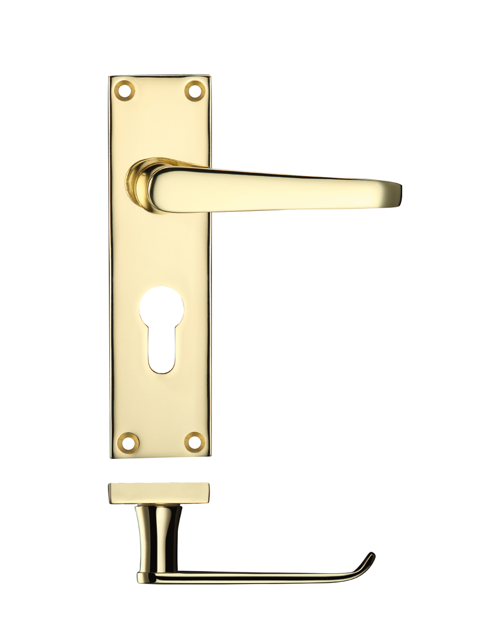Zoo Hardware PR041EPEB Project Victorian Flat Lever on Europrofile Lock Backplate 150 x 40mm Electro Brass