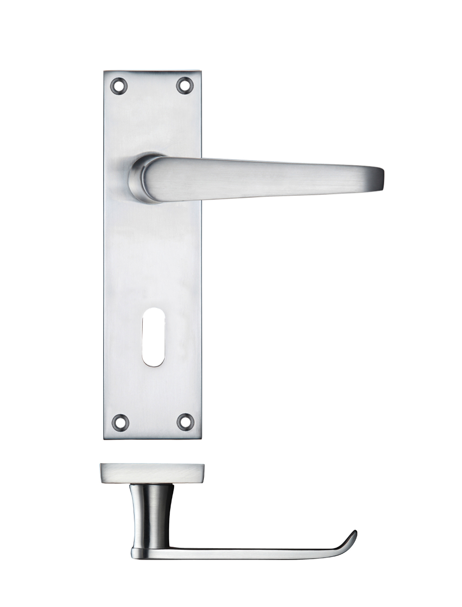 Zoo Hardware PR041SC Project Victorian Flat Lever on Lock Backplate 150 x 40mm Satin Chrome