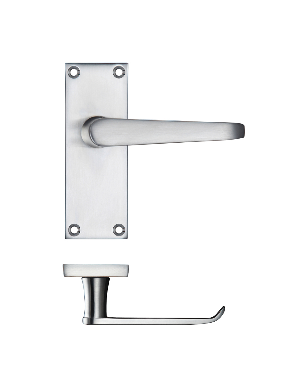 Zoo Hardware PR042SC Project Victorian Flat Lever on Latch Backplate 114 x 40mm Satin Chrome