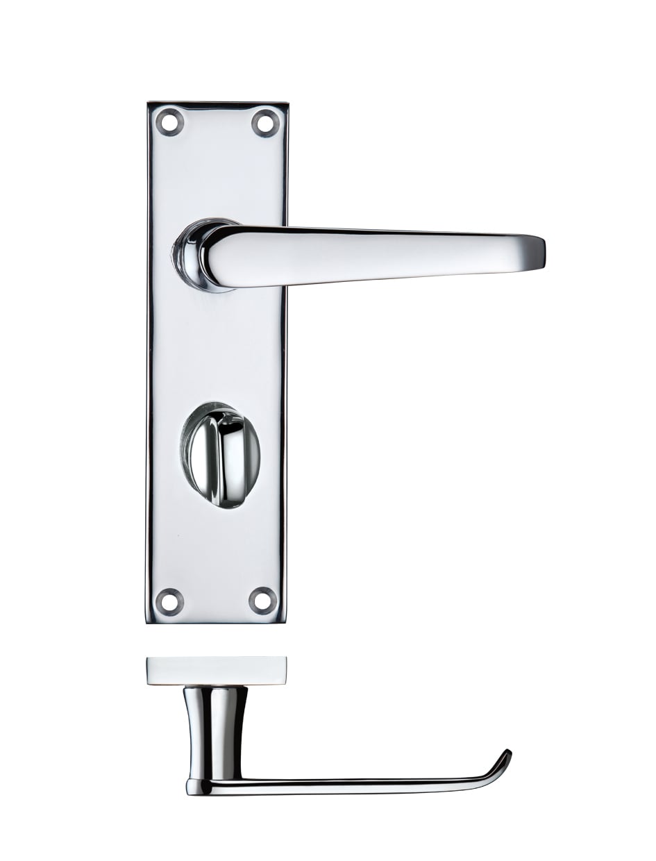 Zoo Hardware PR043CP Project Victorian Flat Lever on Bathroom Backplate 150 x 40mm Polished Chrome