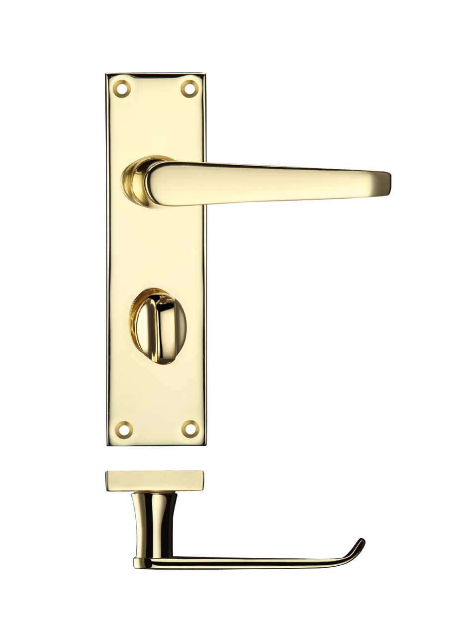Zoo Hardware PR043EB Project Victorian Flat Lever on Bathroom Backplate 150 x 40mm Electro Brass