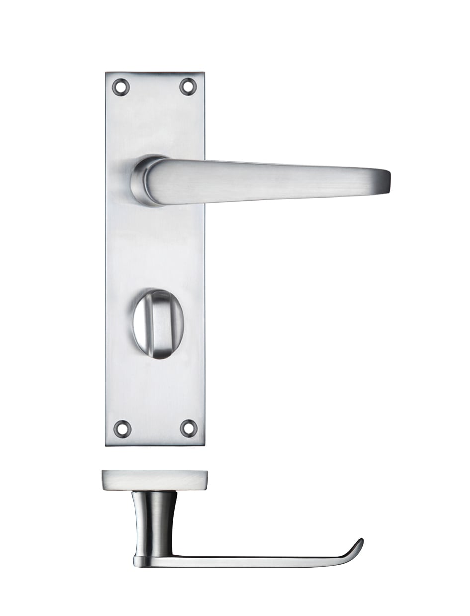 Zoo Hardware PR043SC Project Victorian Flat Lever on Bathroom Backplate 150 x 40mm Satin Chrome