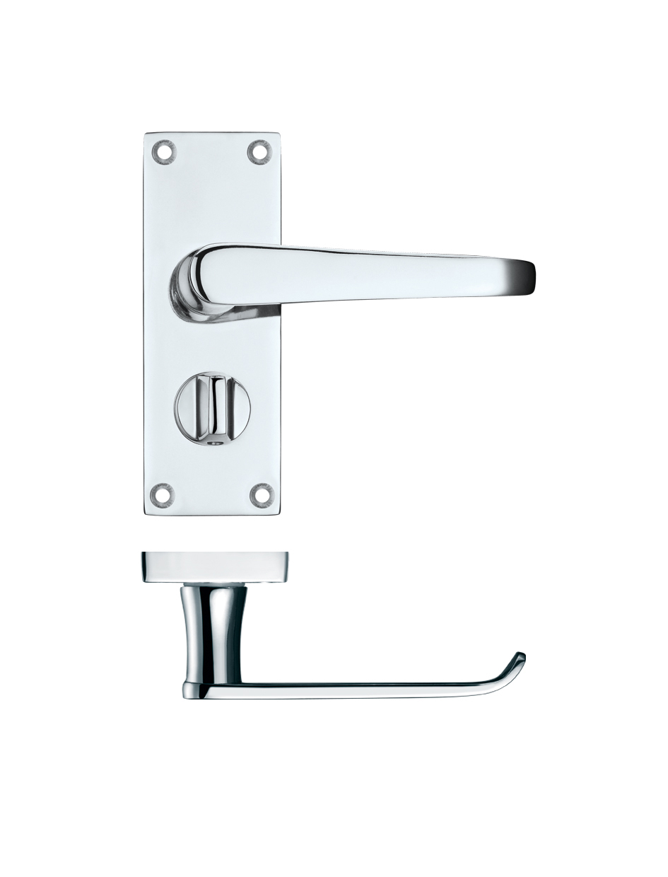 Zoo Hardware PR044CP Project Victorian Flat Lever on Privacy Backplate 114 x 40mm Polished Chrome